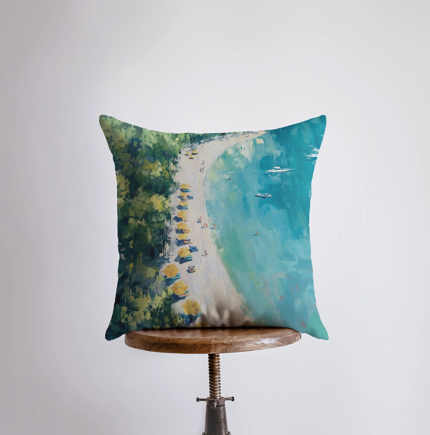 Tropical Beach | Painting | Coastline | Greece | Italy | Throw Pillow