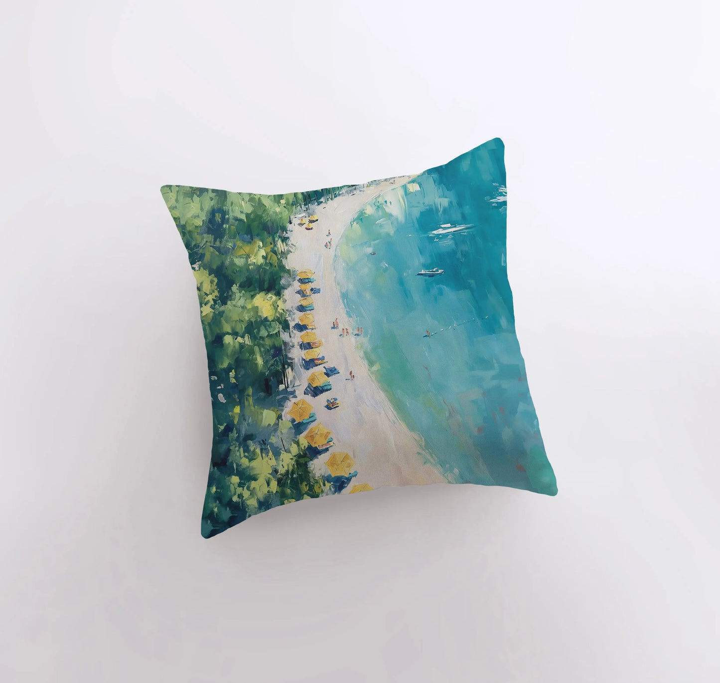 Tropical Beach | Painting | Coastline | Greece | Italy | Throw Pillow