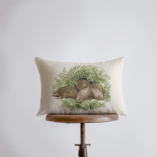 Hedgehog |  18x12 | Vintage | Pillow Cover | Throw Pillow | Animals |
